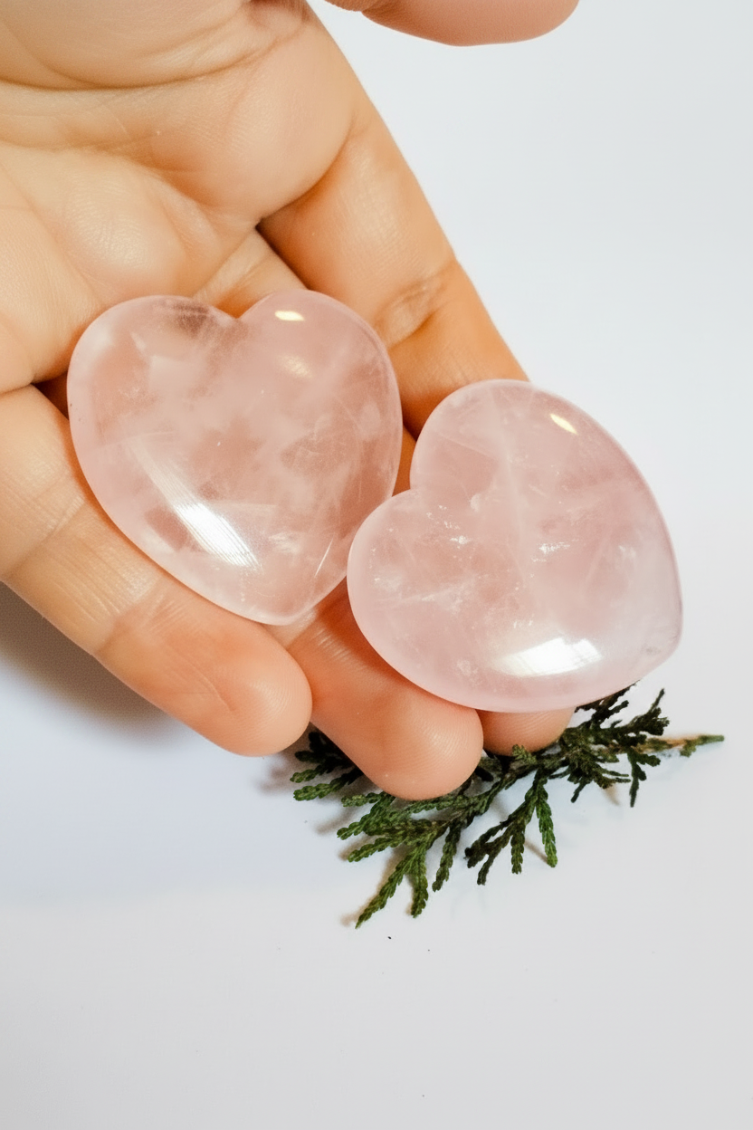 Corazón plano de Cuarzo Rosa