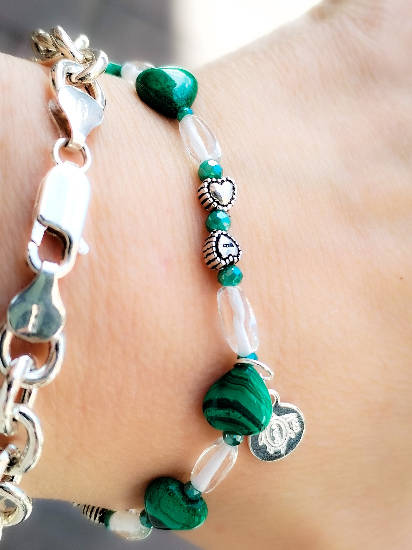 Pulsera de Diseño de Minerales y Plata de Ley