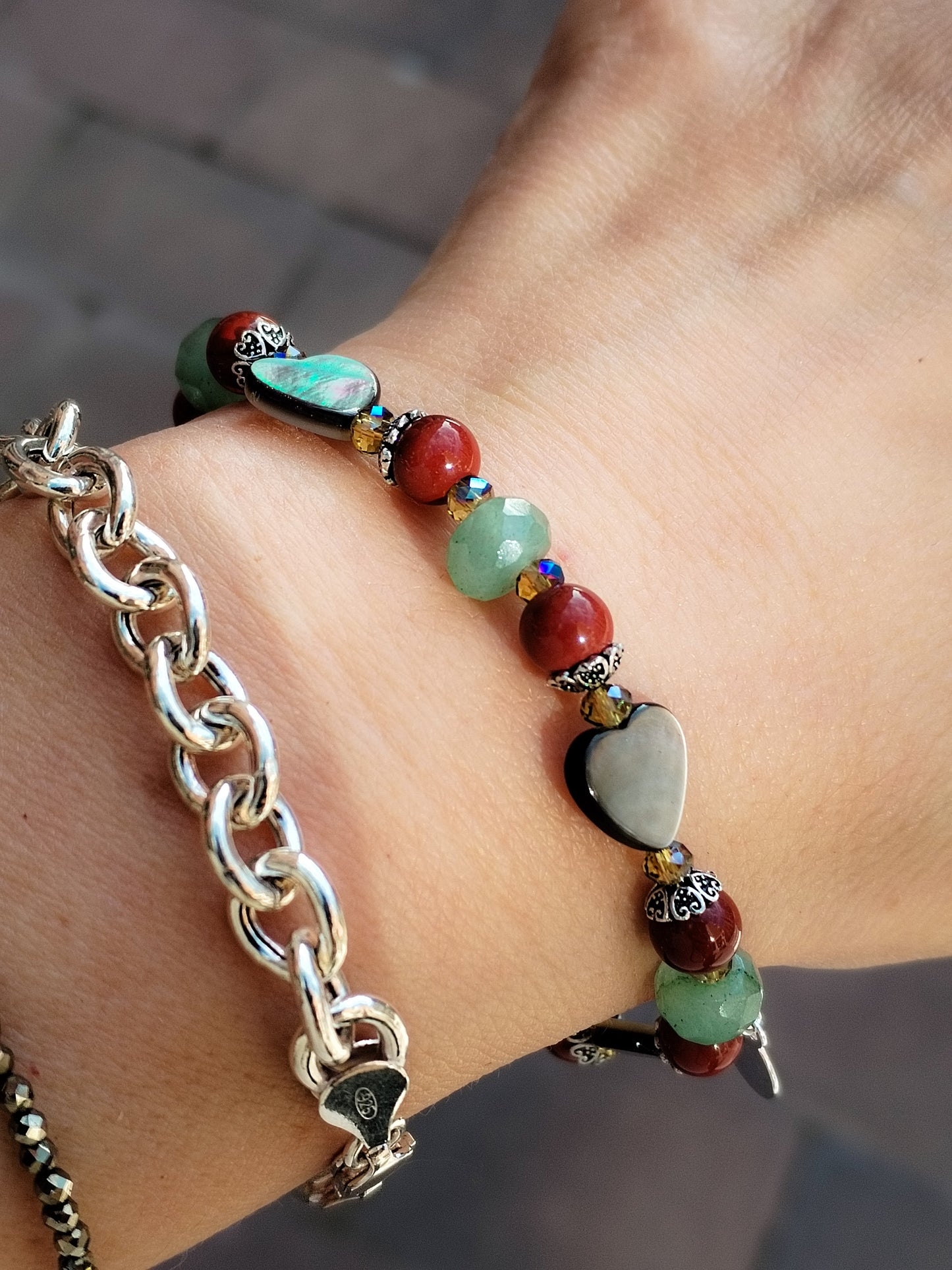 Pulsera de Diseño de Minerales y Plata de Ley