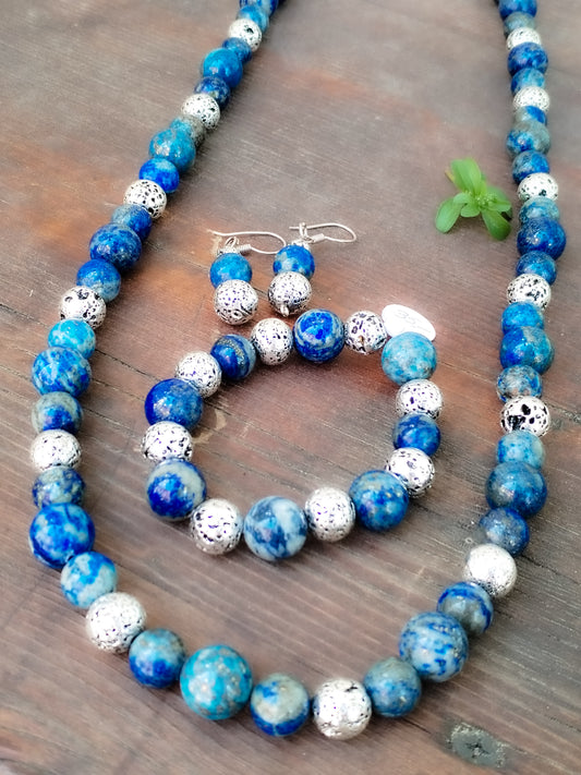 Conjunto de Lapislázuli y lava