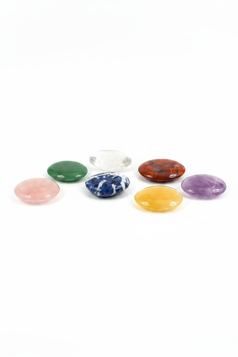 Juego de Chakras con rodados planos 25x35mm