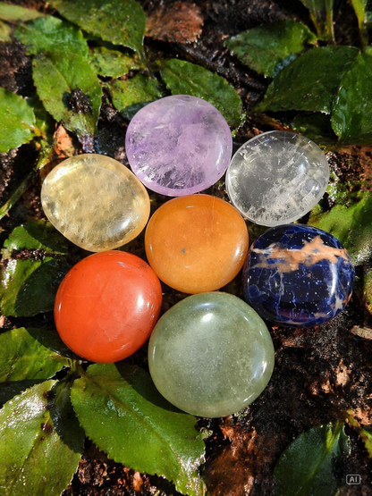 Juego de Chakras con rodados planos 35x40mm