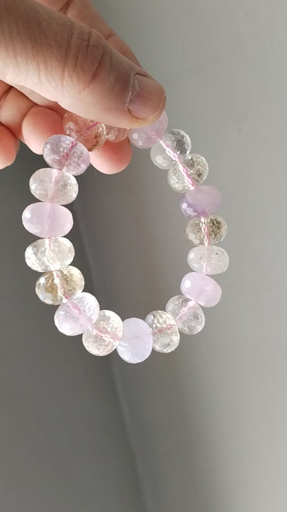 Pulsera extra de c. rosa, amatista y citrino