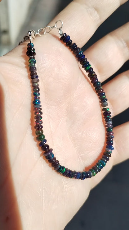 Pulsera de ópalo negro auténtico certificado