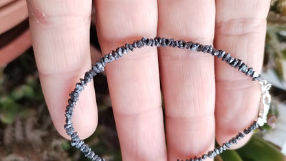 Pulsera de DIAMANTES auténticos negro en bruto