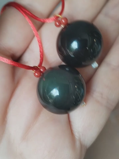 Obsidiana arcoíris y Coral. Amuleto protector