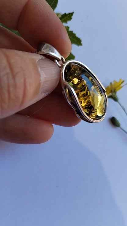 Colgante de Ámbar y Plata de ley