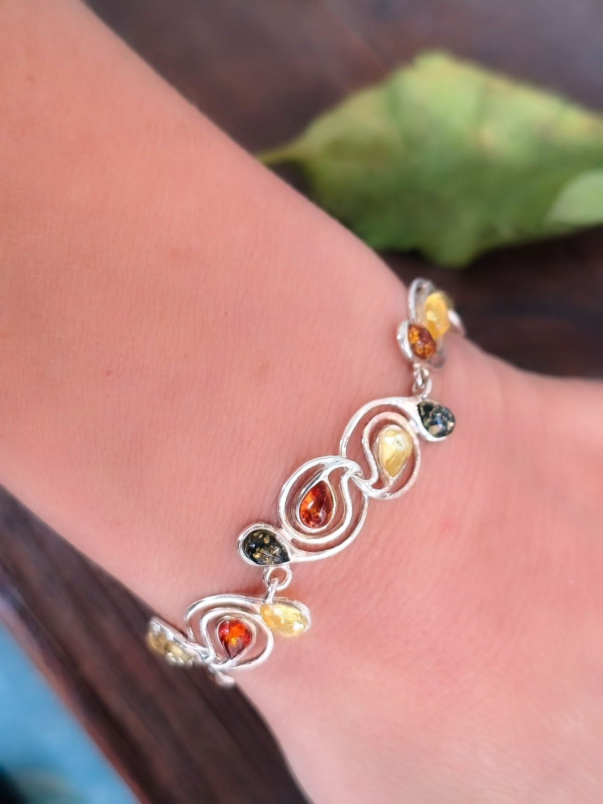 Pulsera de Ámbar y Plata de ley