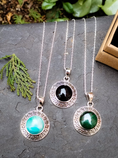Colgantes redondos de plata de ley y Minerales