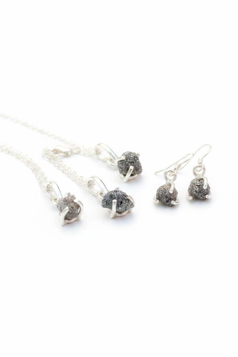 Diamantes en Bruto engarzados en Plata de Ley