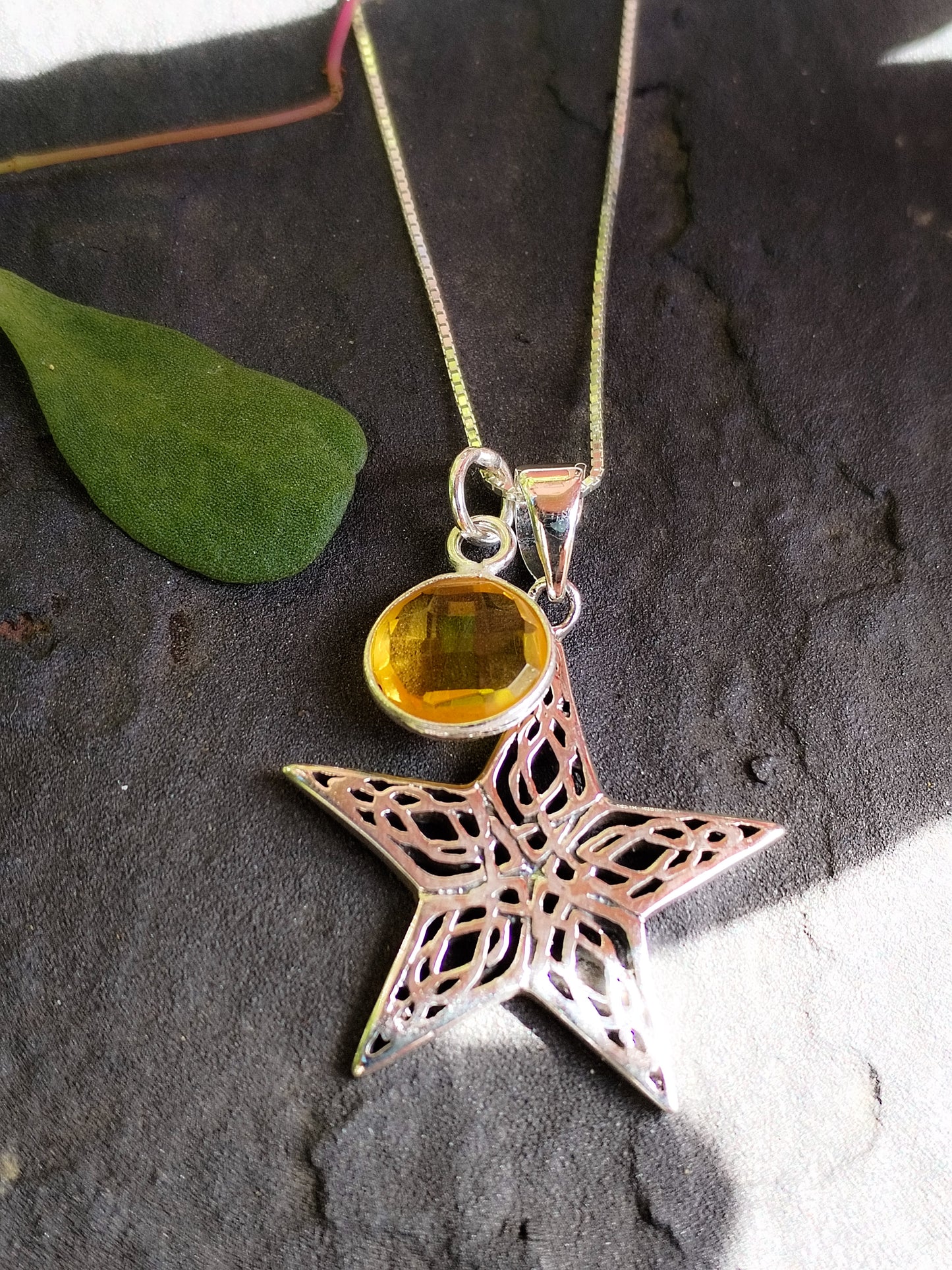 Colgante de Citrino y Estrella de plata de Ley
