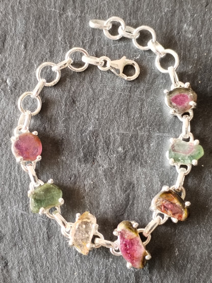 Pulsera de Turmalinas naturales y Plata de ley