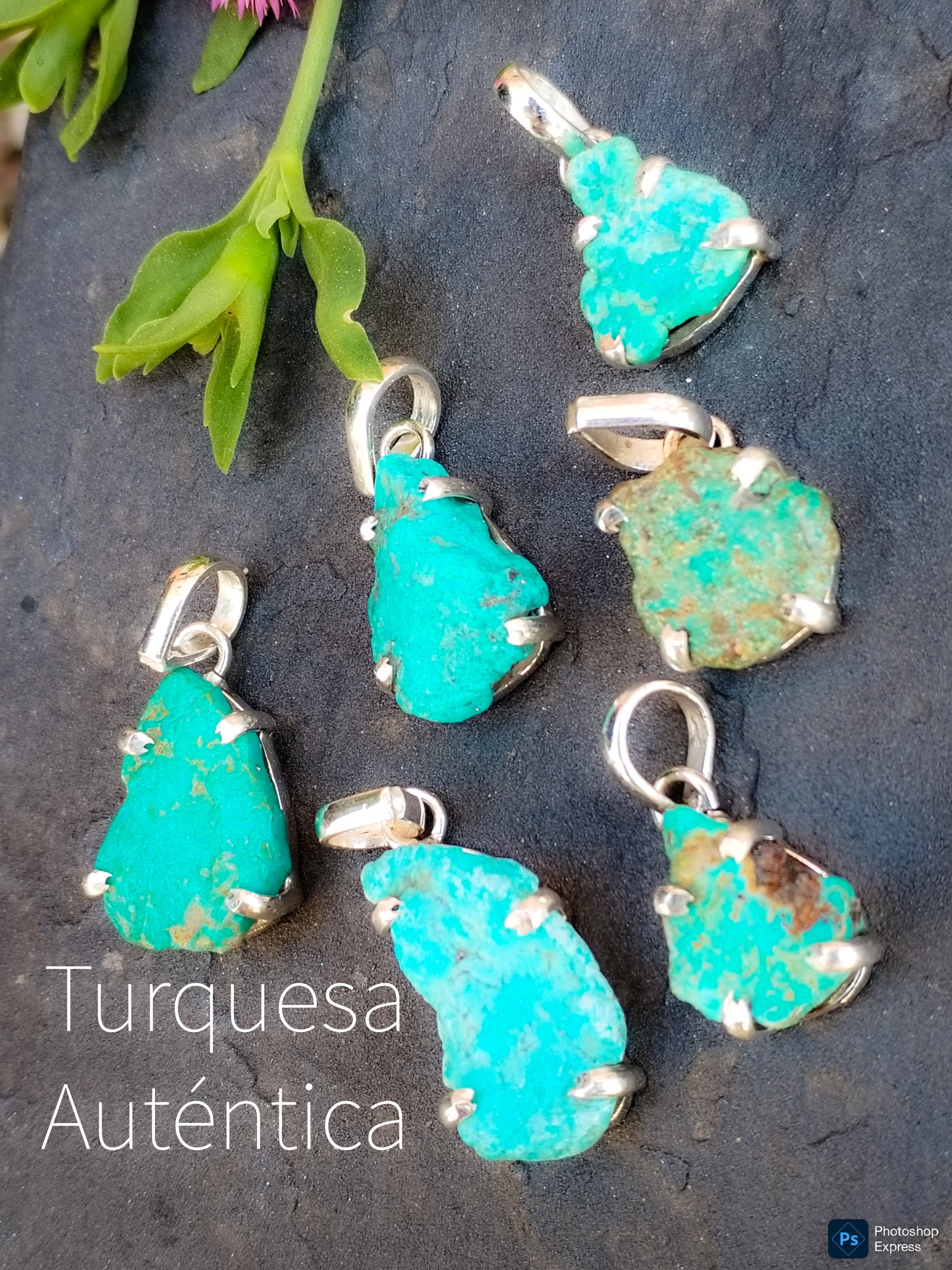 Colgante de Turquesa auténtica y Plata de ley