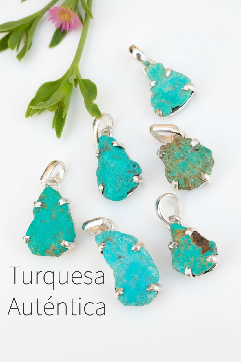 Colgante de Turquesa auténtica y Plata de ley