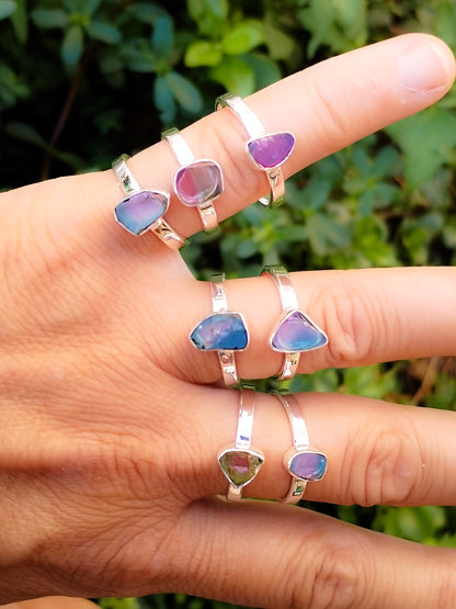 Anillos de Turmalina natural de colores. Plata de ley