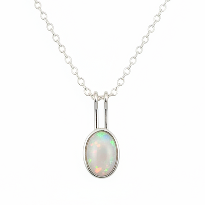 Colgante con Gran ópalo Blanco. Joyería de Autor en Plata de Ley
