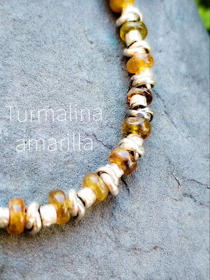 Pulsera de Plata de ley y Turmalina Amarilla