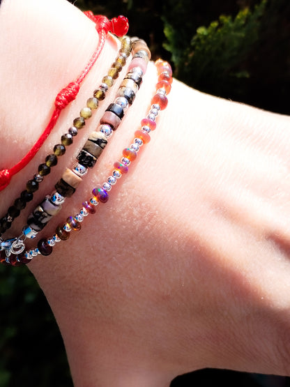 Pulsera de ópalos negros y plata de ley