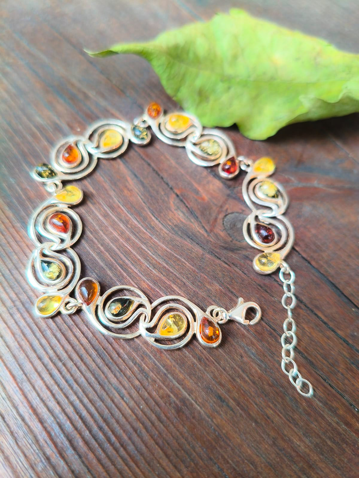 Pulsera de Ámbar y Plata de ley