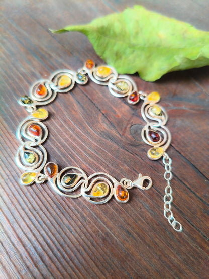 Pulsera de Ámbar y Plata de ley
