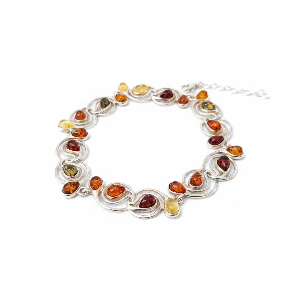 Pulsera de Ámbar y Plata de ley