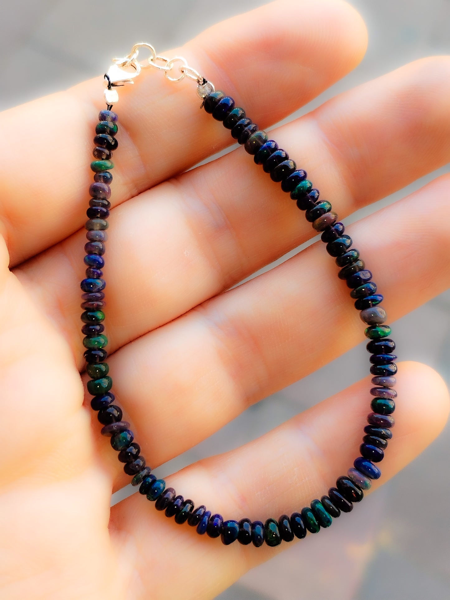 Pulsera de ópalo negro auténtico certificado