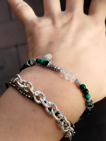 Pulsera de Diseño de Minerales y Plata de Ley