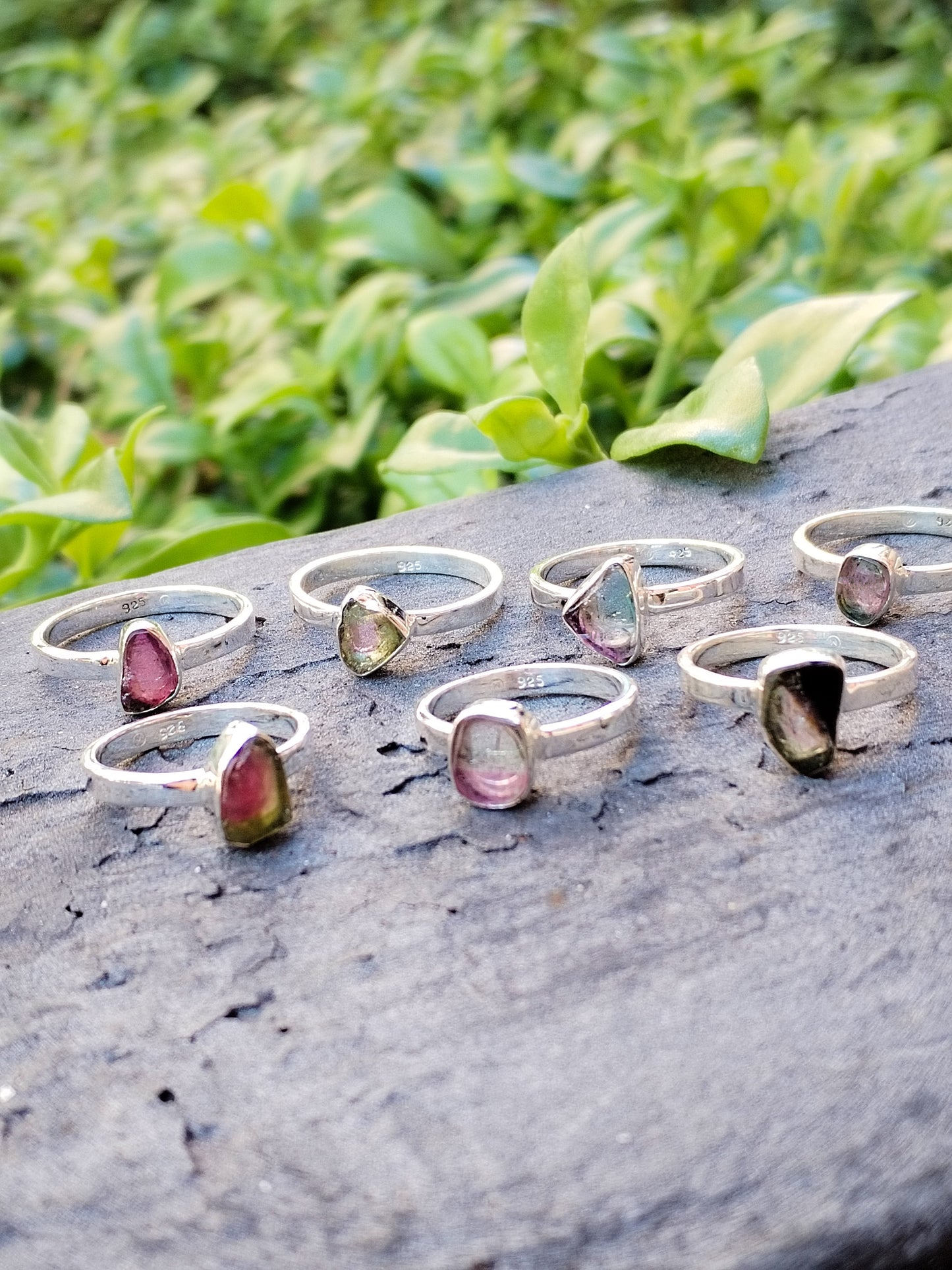 Anillos de Turmalina natural de colores. Plata de ley