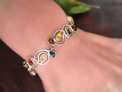 Pulsera de Ámbar y Plata de ley
