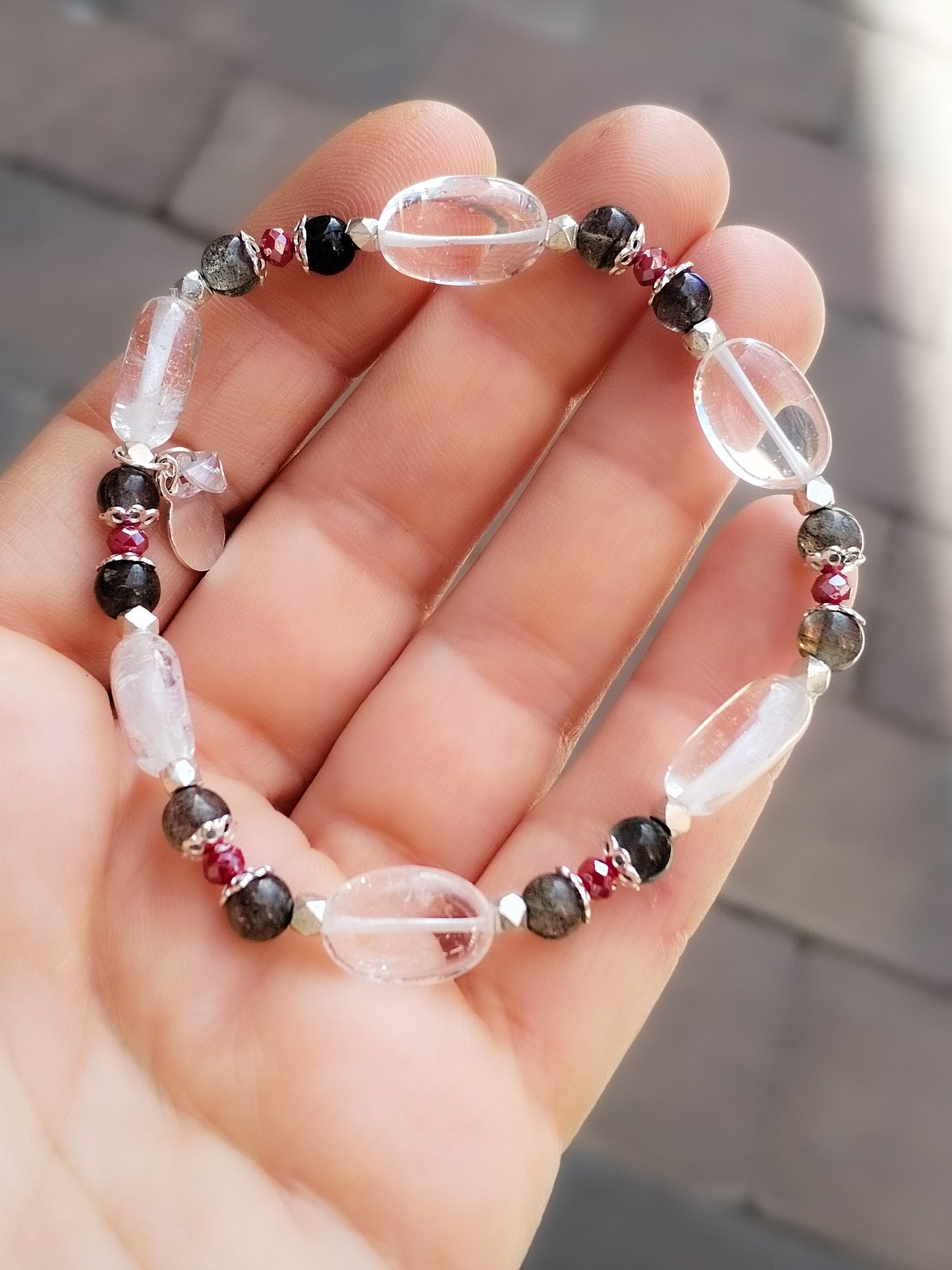 Pulsera de Diseño de Minerales y Plata de Ley