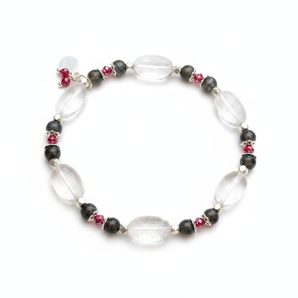 Pulsera de Diseño de Minerales y Plata de Ley