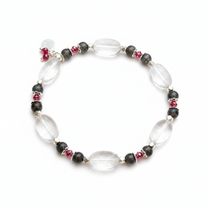 Pulsera de Diseño de Minerales y Plata de Ley
