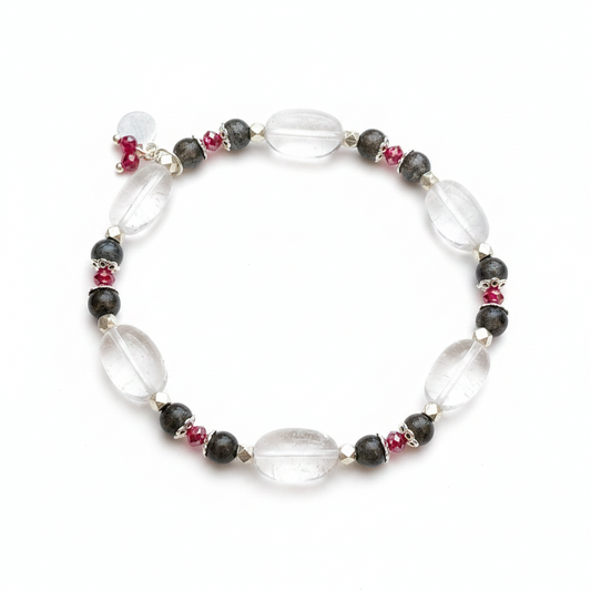 Pulsera de Diseño de Minerales y Plata de Ley