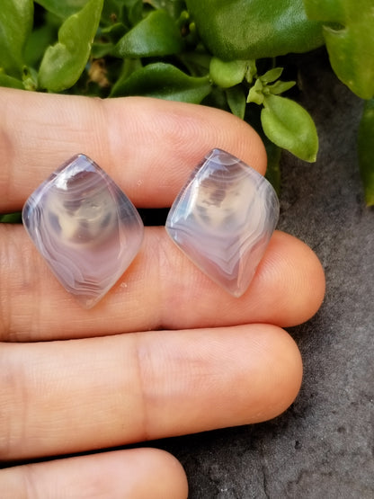 Pendientes de ágata gris bandeada y plata de ley