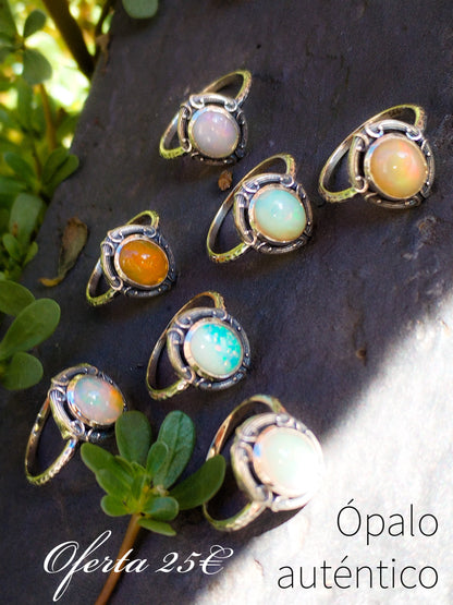 Anillo de ópalo blanco extra