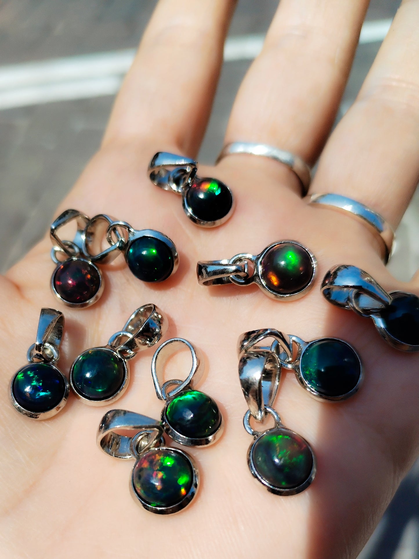 Colgante de Ópalo negro auténtico y plata de ley
