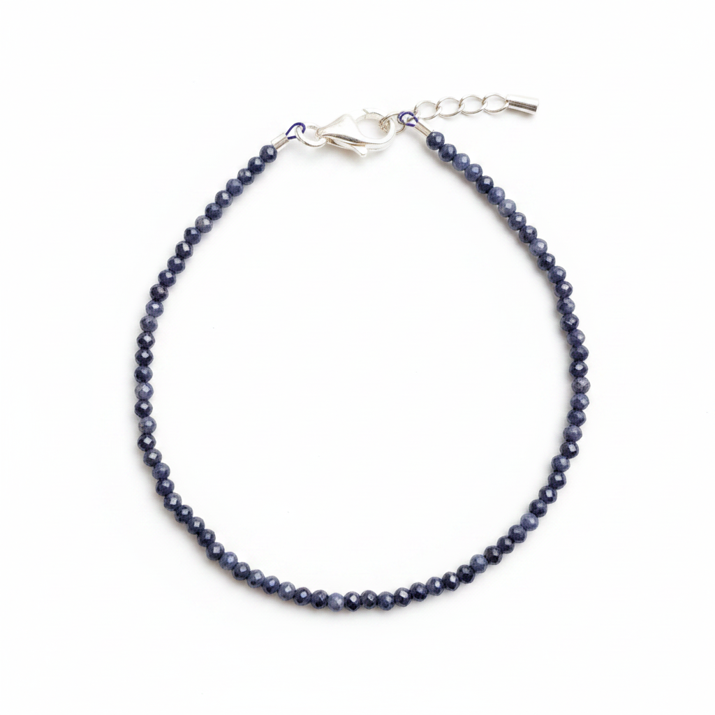 Pulsera de Zafiro azul con cierre de plata de ley
