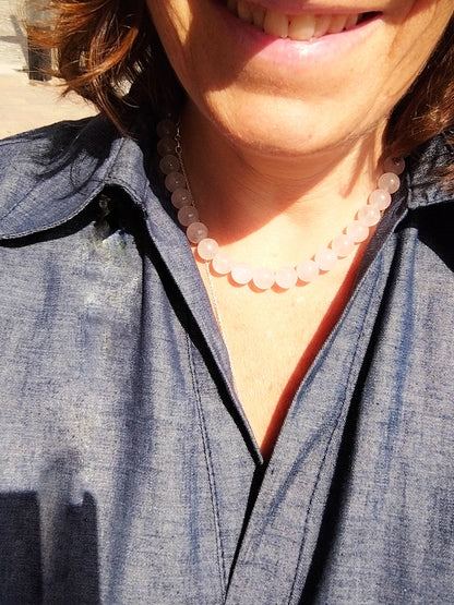 Collar de Cuarzo Rosa y Plata de ley
