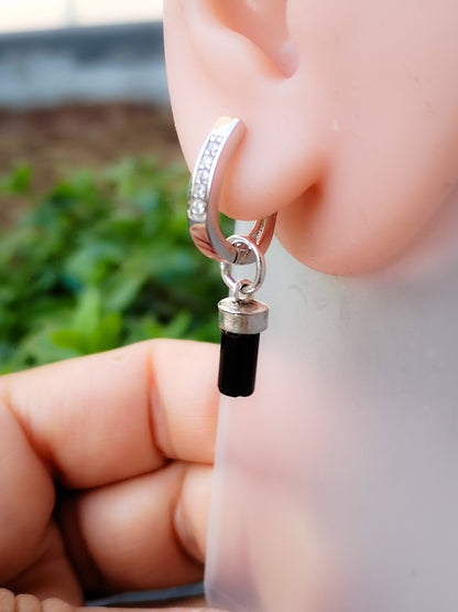 Pendientes de circonita con Turmalina Negra Plata de Ley