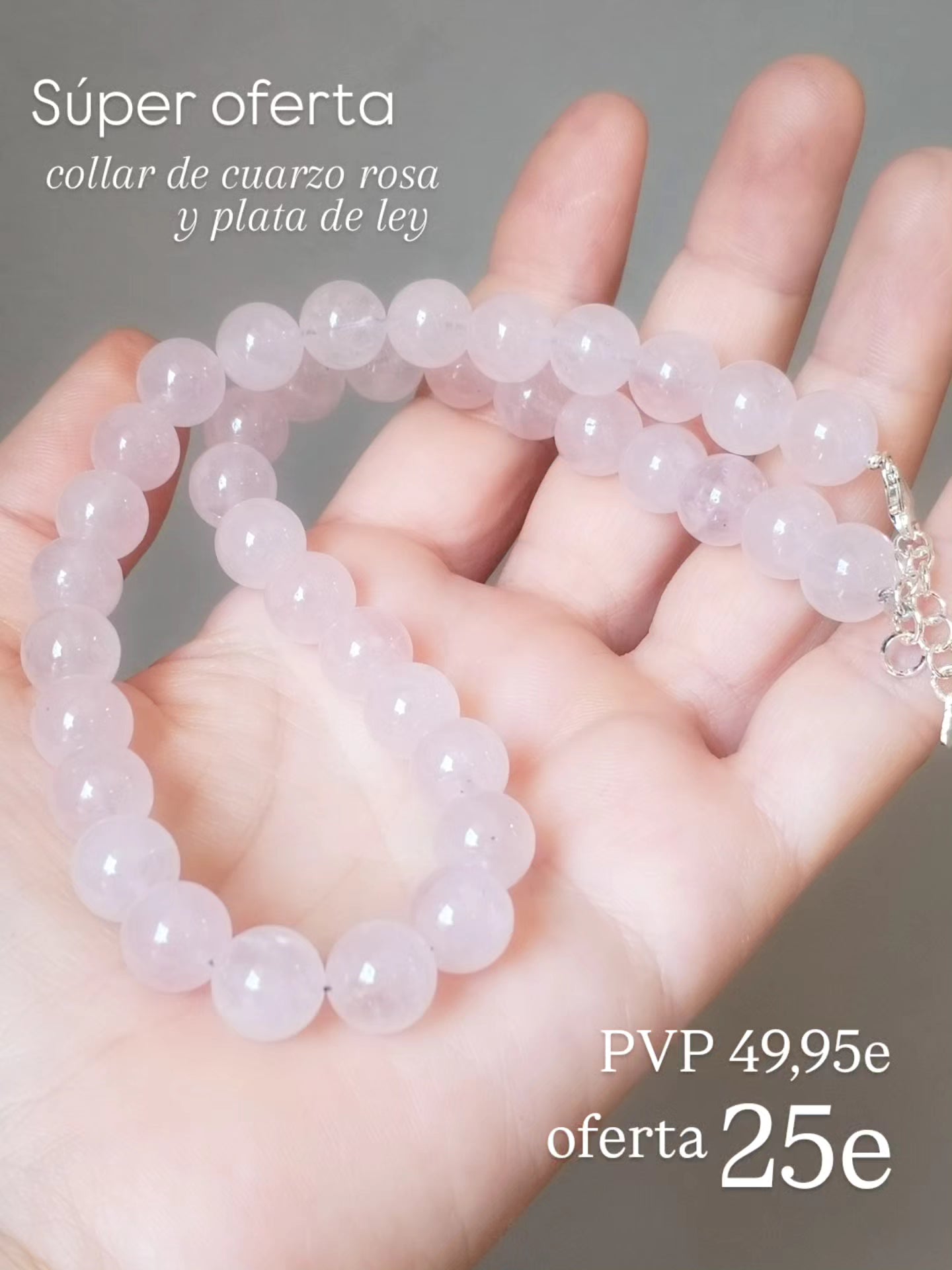 Collar de Cuarzo Rosa y Plata de ley