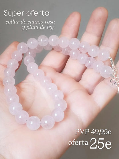 Collar de Cuarzo Rosa y Plata de ley