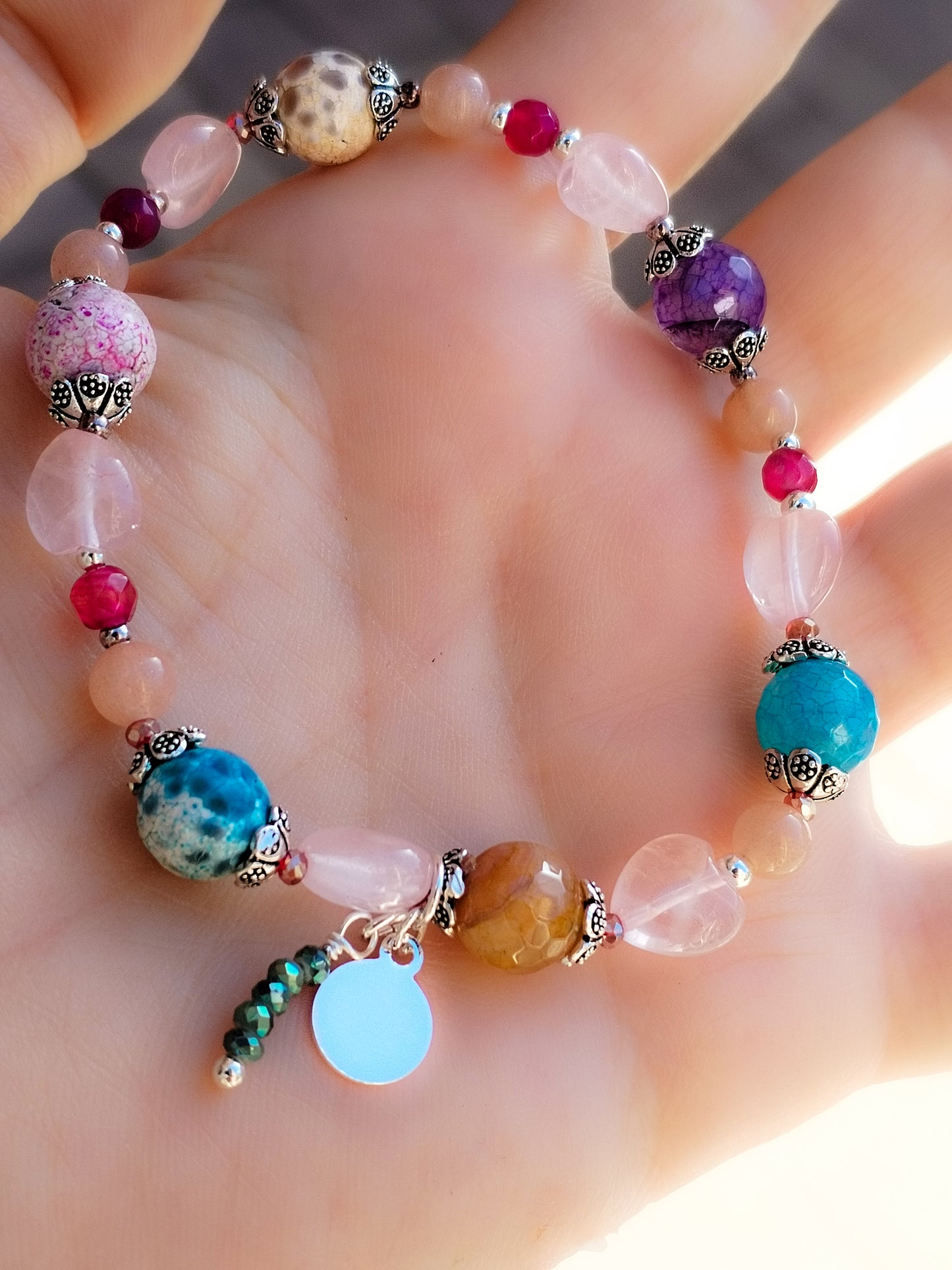 Pulsera de Diseño de Minerales y Plata de Ley