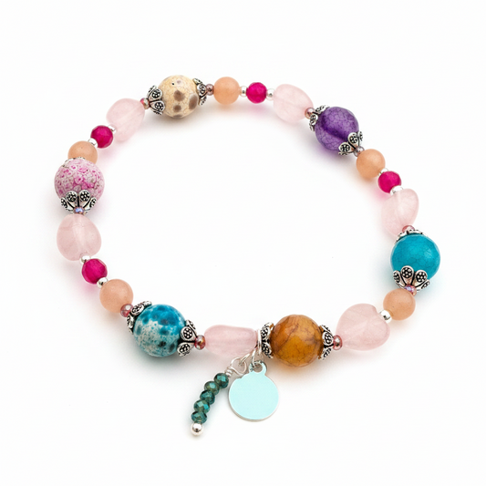 Pulsera de Diseño de Minerales y Plata de Ley