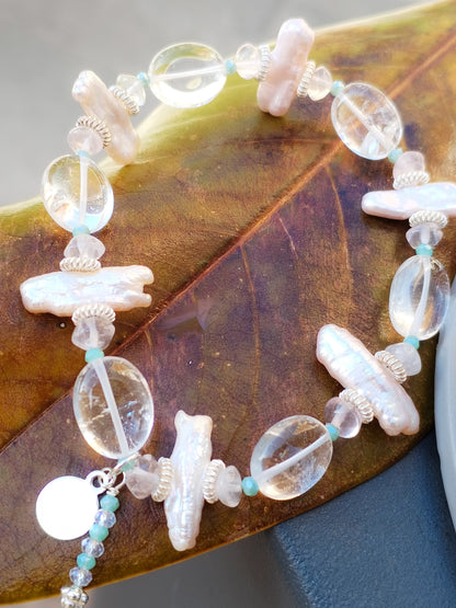 Pulsera de Diseño de Minerales y Plata de Ley