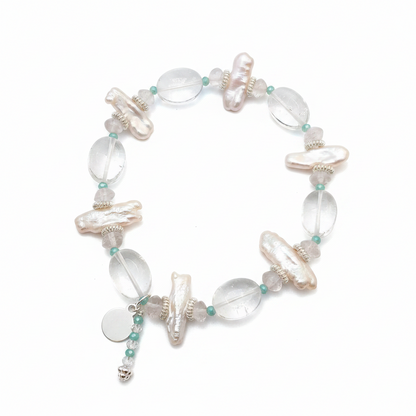 Pulsera de Diseño de Minerales y Plata de Ley