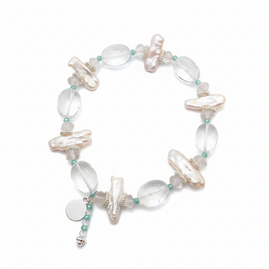 Pulsera de Diseño de Minerales y Plata de Ley