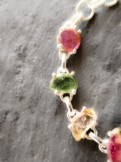 Pulsera de Turmalinas naturales y Plata de ley