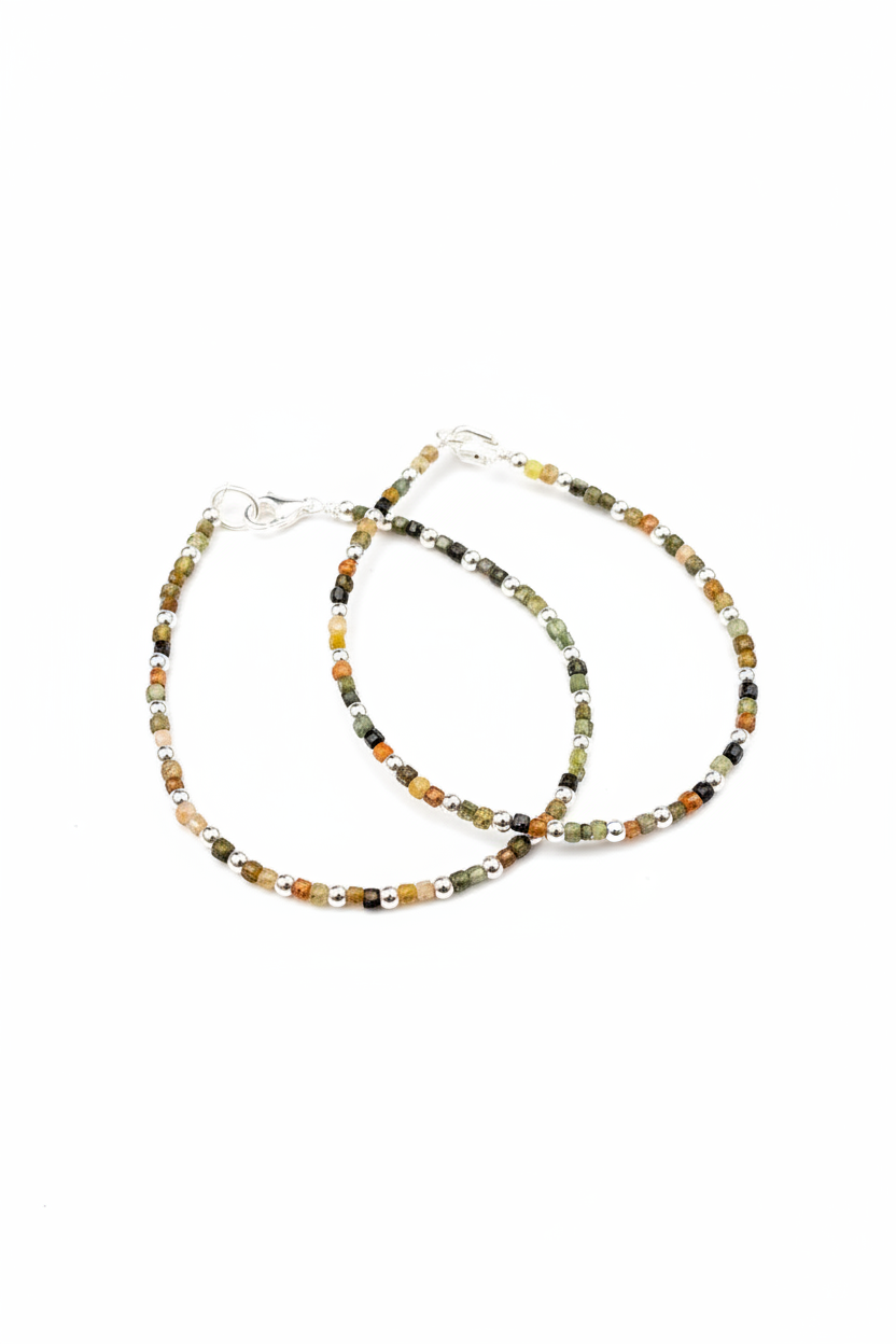 Pulsera de Turmalina marrón y plata de ley