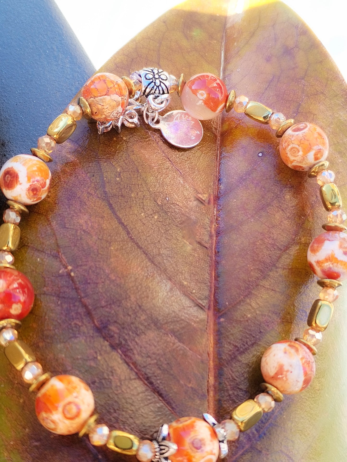 Pulsera de Diseño de Minerales y Plata de Ley