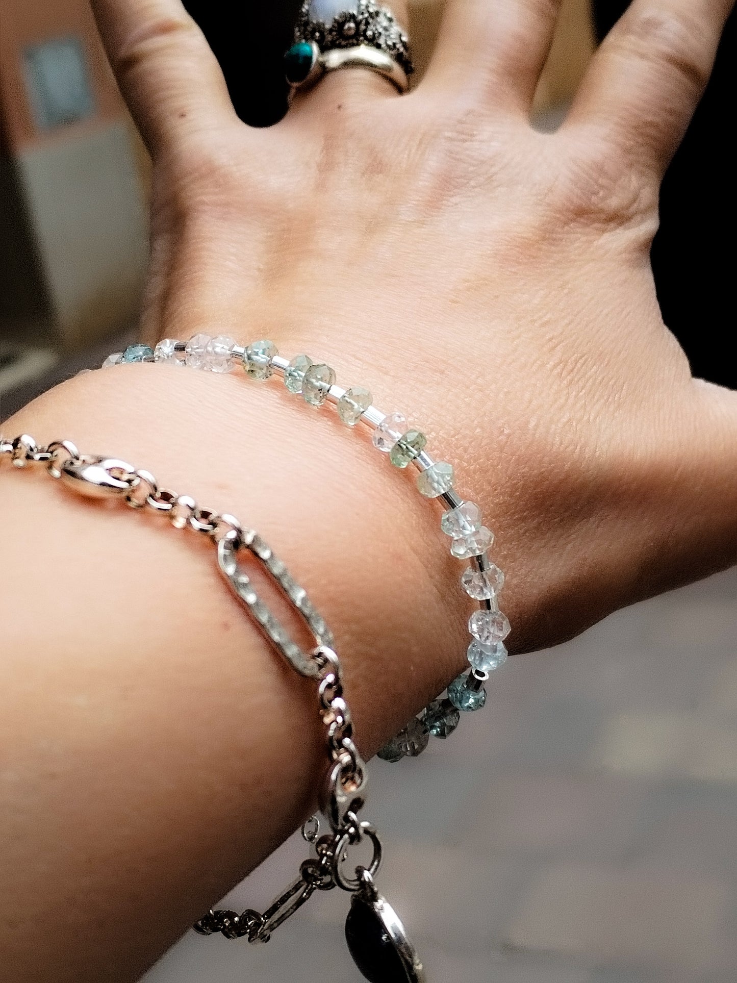 Pulsera de Aguamarina y Plata de Ley
